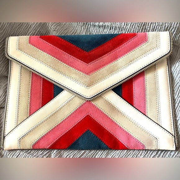 Rebecca Minkoff Leo Chevron Stripe Envelope Clutch - Picture 1 of 11
